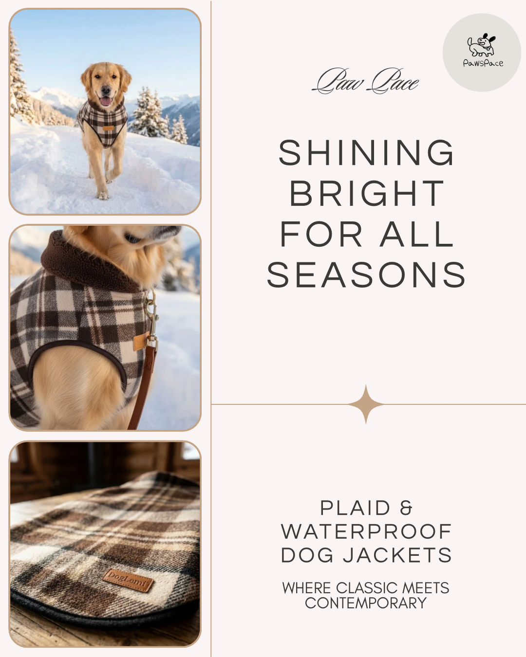 Waterproof Reversible Plaid Dog Jacket