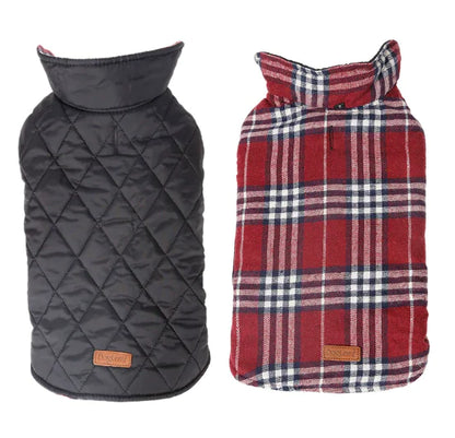 Waterproof Reversible Plaid Dog Jacket