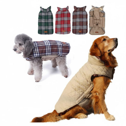 Waterproof Reversible Plaid Dog Jacket